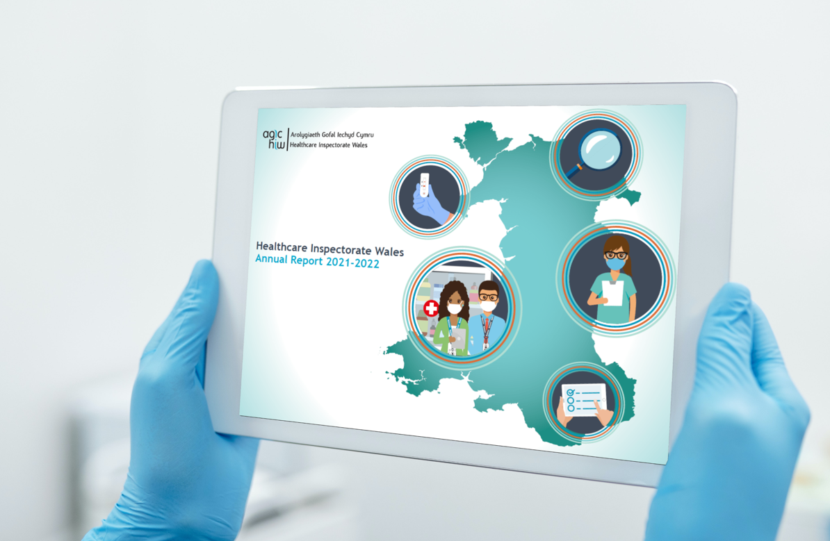 Healthcare Inspectorate Wales - Annual Report 2021-2022 on iPad