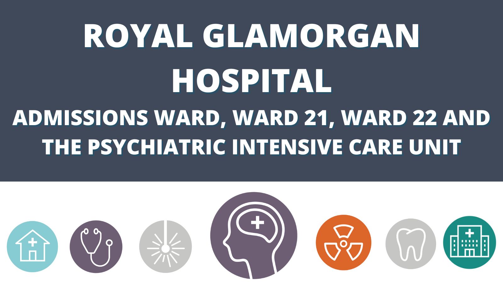 Royal Glamorgan Hospital  Admissions Ward, Ward 21, Ward 22 and the Psychiatric Intensive Care Unit 