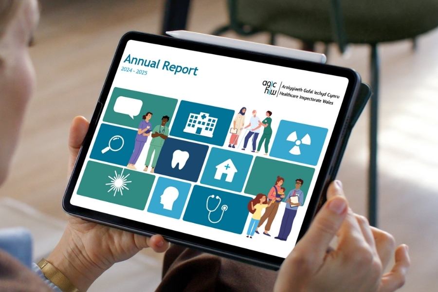 Annual Report 2024-2025 Front Cover on a tablet.
