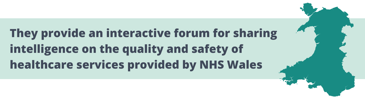 They provide an interactive forum for sharing intelligence on the quality and safety of healthcare services provided by NHS Wales.