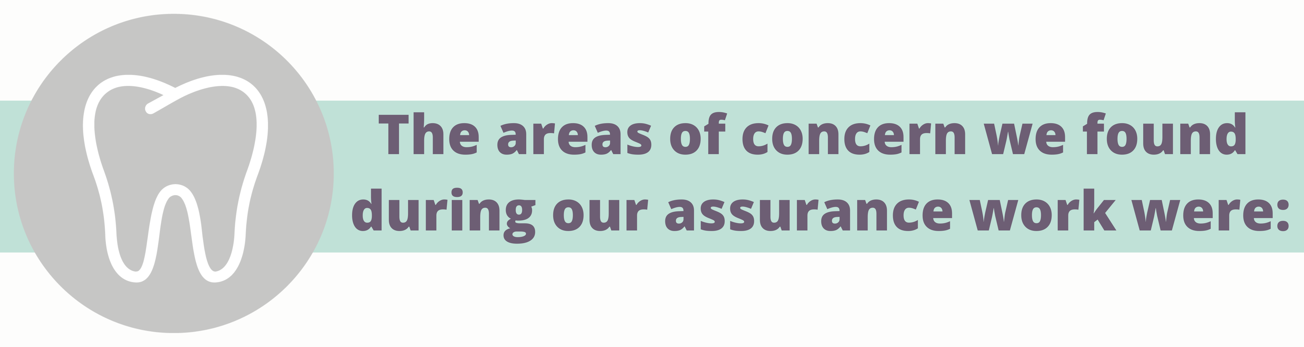 The areas of concern we have found during our assurance work were: