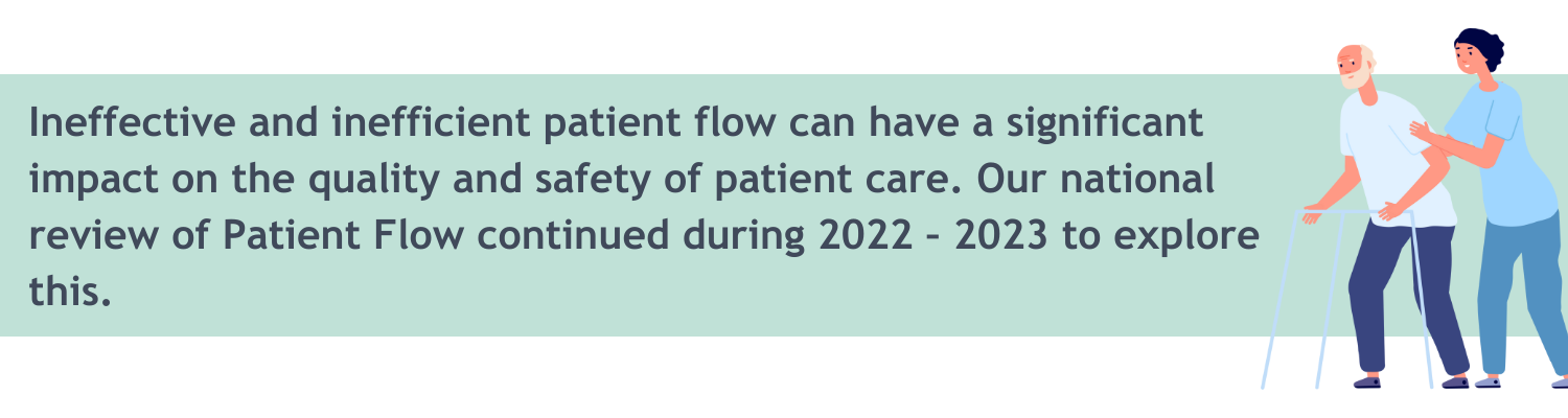 Ineffective and inefficient patient flow can have a significant impact on the quality and safety of patient care. Our national review of Patient Flow continued during 2022 – 2023 to explore this.