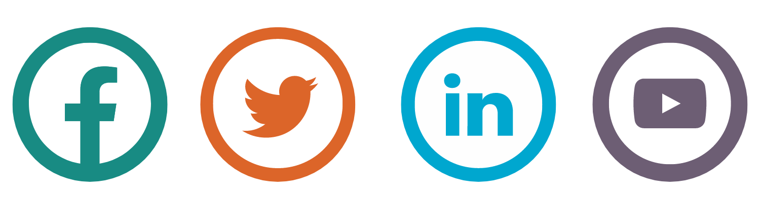 Facebook, Twitter, LinkedIn and YouTube logos